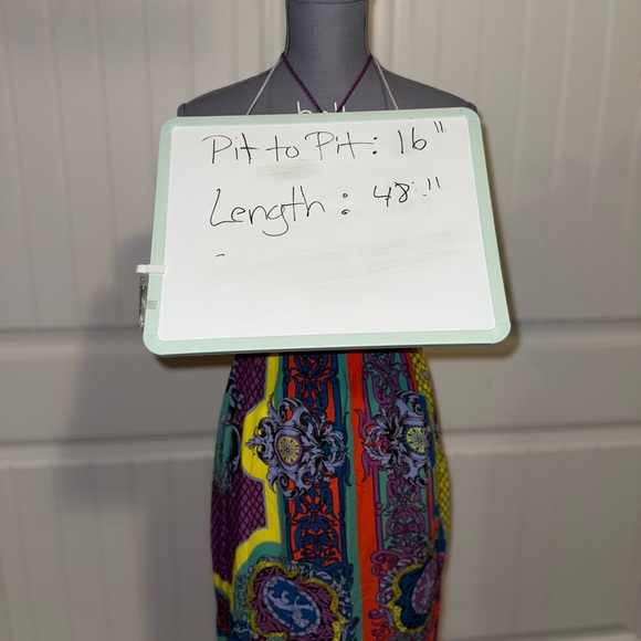 2/$35 Flying Tomato Halter Dress Y2K Multicolor Aztec Rayon Lightweight Size M - Picture 7 of 7